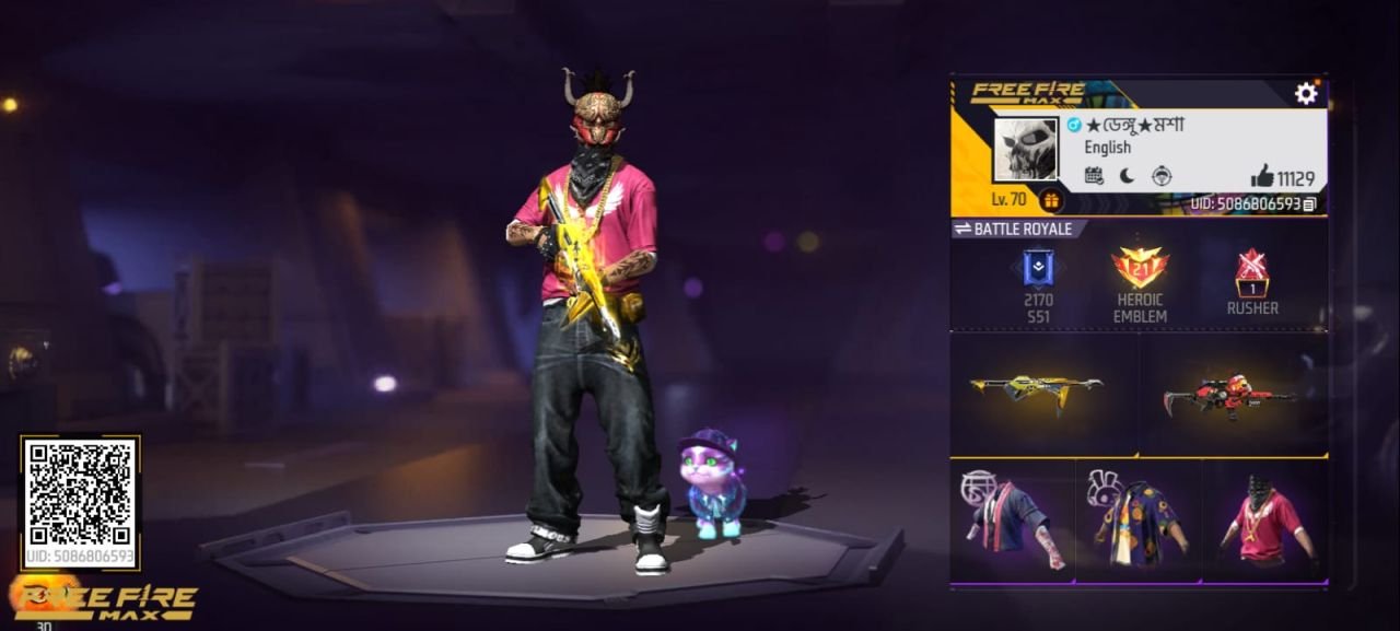 FF Account Lvl 70 | Prime 1 | 11 Artifact + 55 Mythic | 332 Weapons | 182 Collection | 11K Likes | BD Server Sold FF ID