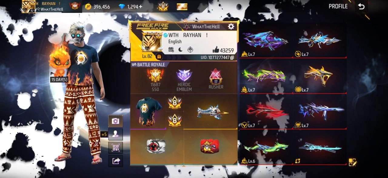 FF Account Lvl 82 | Prime 8 MAX | 698 Weapons | Heroic + Rusher | Super Rich Vault Sold FF ID