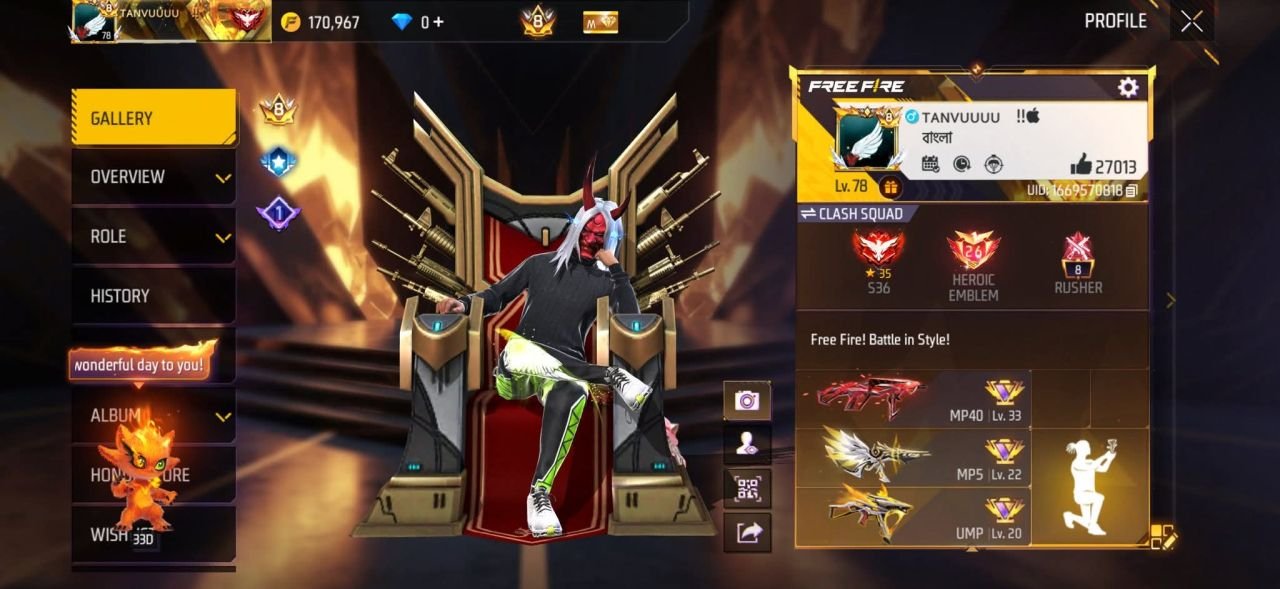 FF Account Lvl 78 | Heroic + Rusher | 524 Weapons (19 Artifact) | Massive Vault Sold FF ID