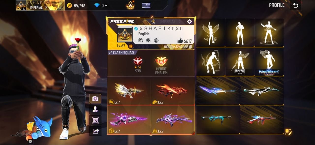 FF Account Lvl 67 | 257 Weapons | Multiple Lv.7 Evo | Heroic Free Fire Account Bangladesh