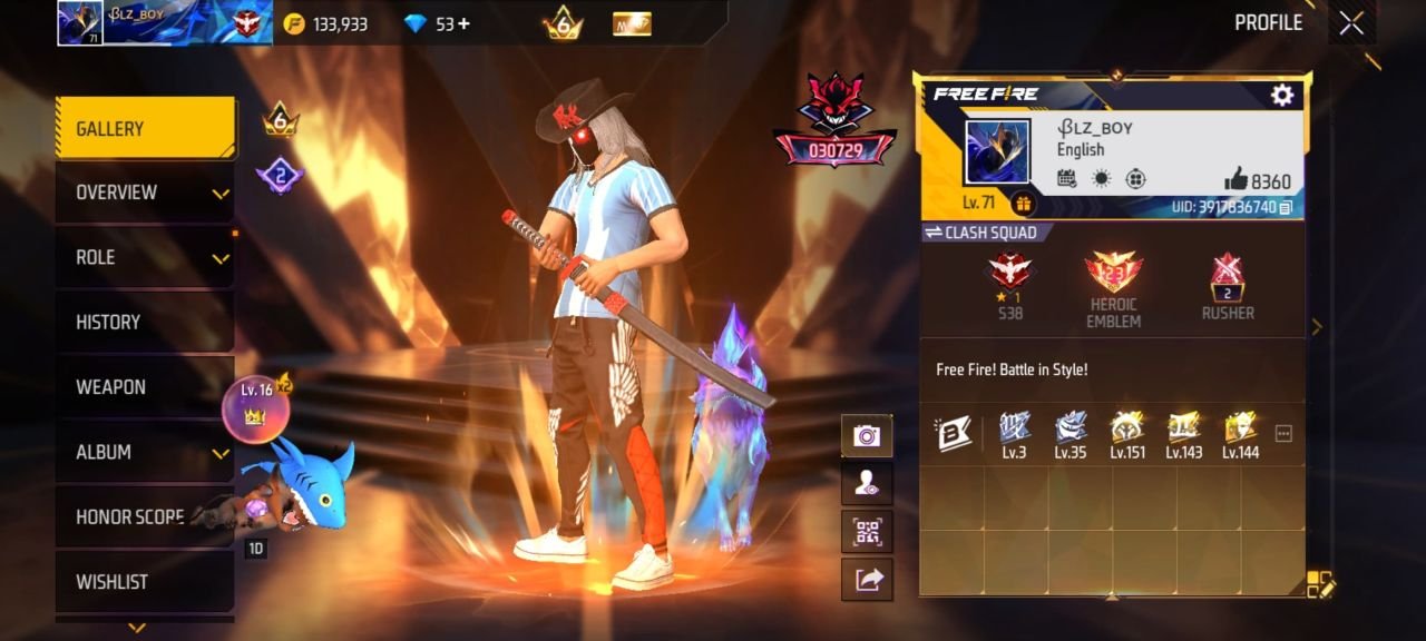 FF Account Lvl 71 | Prime 6 | High Vault | Heroic Free Fire Account Bangladesh